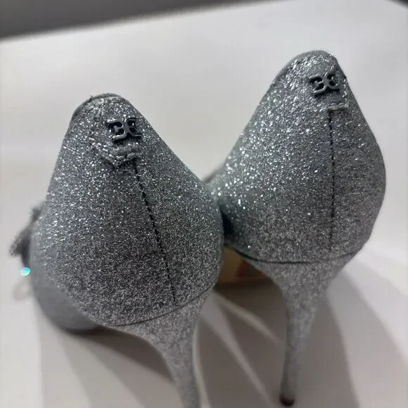 Sam Edelman Deela Embellished High Heel Silver Glitter Pointed Toe Pumps Sz 7.5‎ - Picture 9 of 10